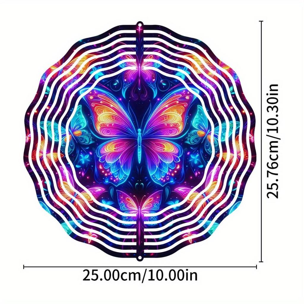 2D Metal Blue Butterfly Wind Spinner: Yard and Garden Decoration, 25.4cm Kinetic Outdoor Spinner, Spinfinity Wind Sculpture, No Feather, Classic Style