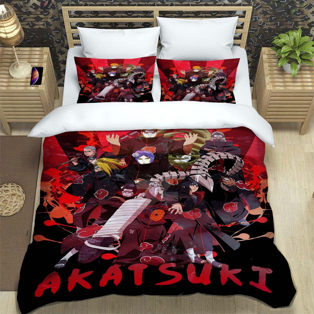 Naruto Pattern Quilt Cover With Pillowcases 3D Digital Printed Bedding Set Twin Full Queen King Children'S Gift