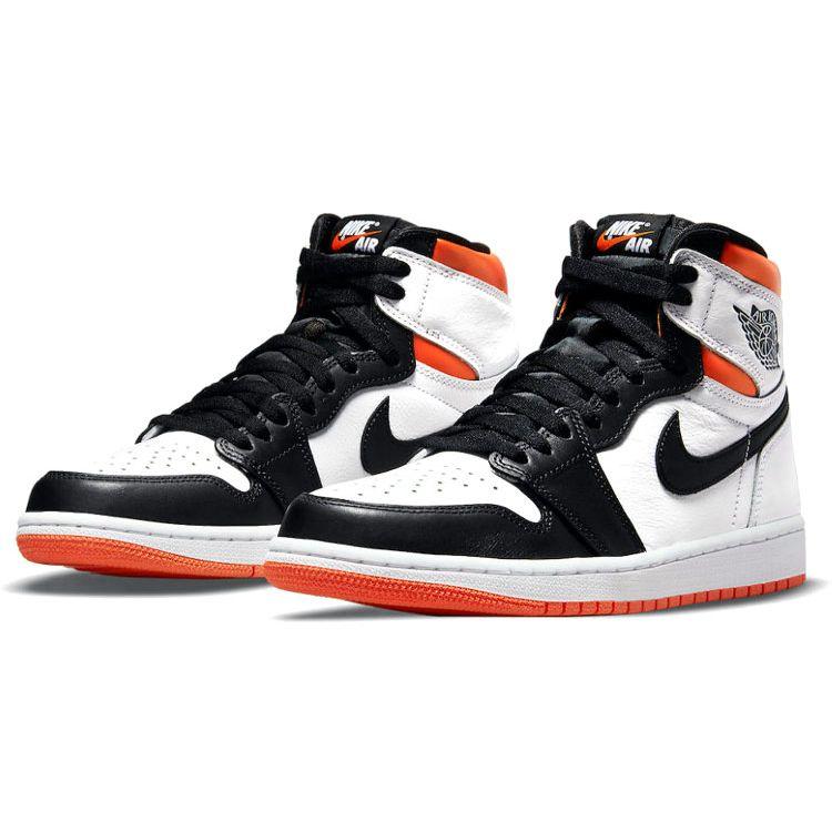 Air Jordan 1 Retro High OG Electro Orange Unisex Sneakers White Black 555088-180