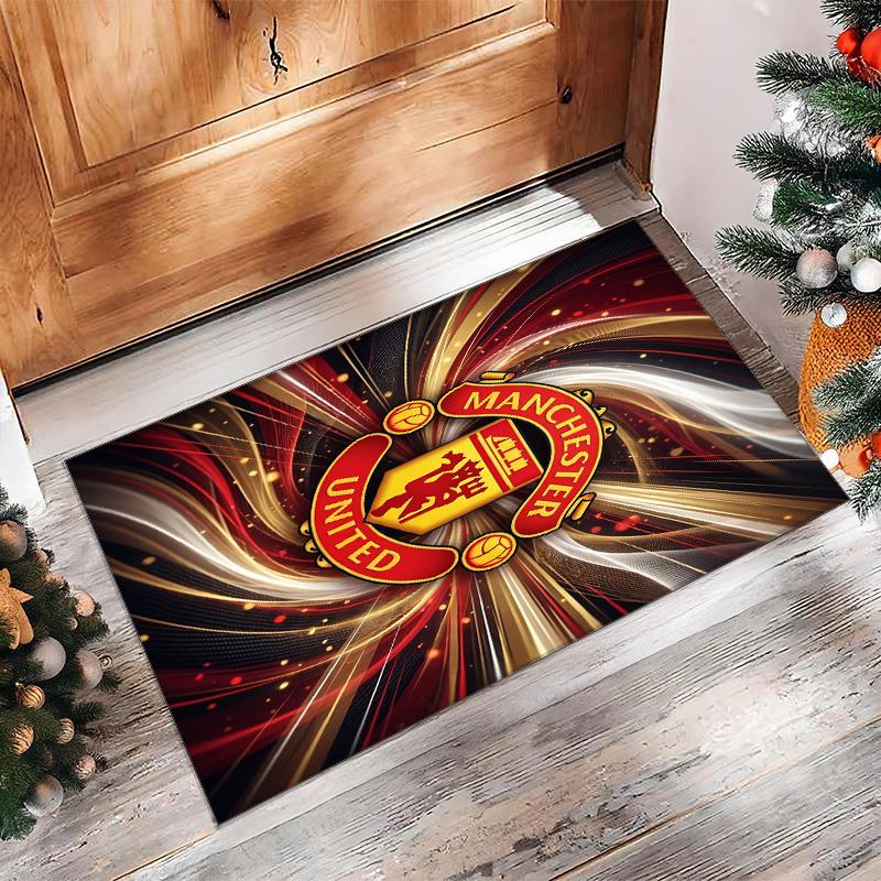 Tappeto in Flanella Stampato Manchester United Antiscivolo Morbido Poliestere Tappeto per Pavimento Tappetino Decorativo per Interni per Camera da Letto Soggiorno Divano