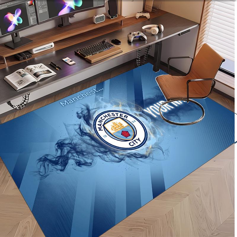 Personalized Crystal Velvet Carpet Manchester City Pattern Non Slip Floor Rug