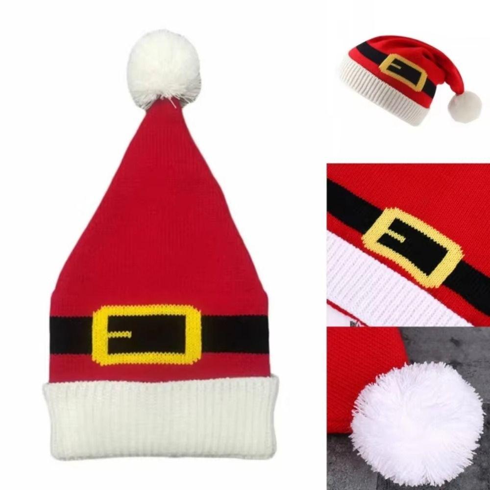 Red Knitted Knit Christmas Beanie Dress Up Santa Claus Cap Women Men Christmas Hat Outdoor
