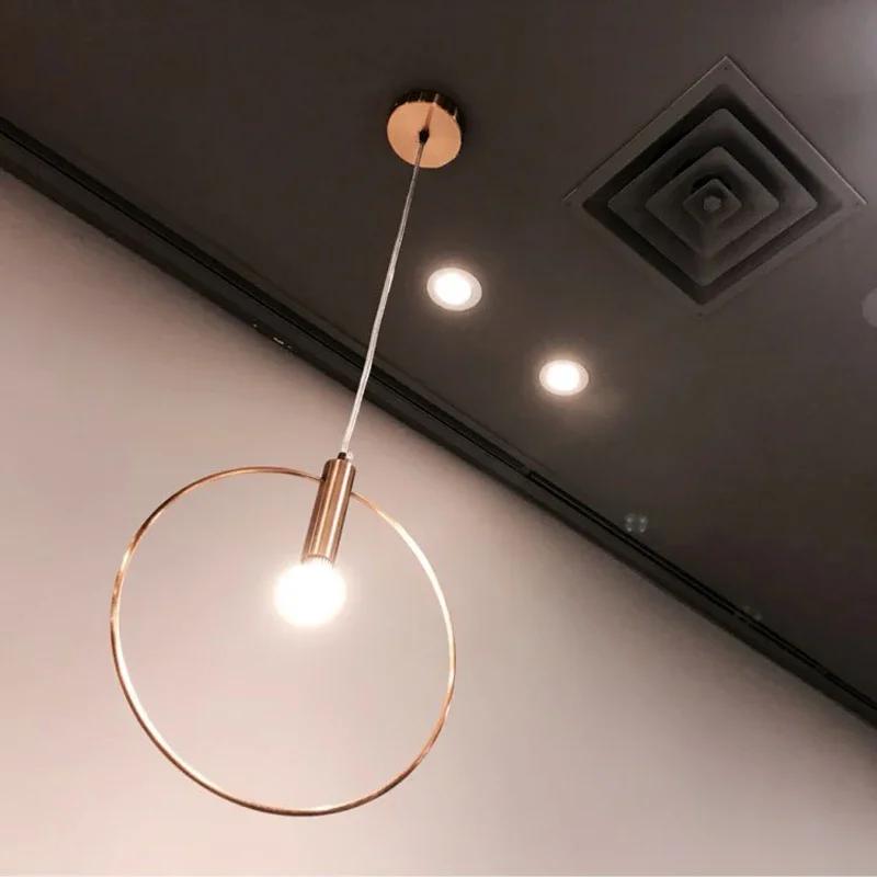 Modern Pendant Light For Lobby Dining Room single ring Arts Decoration lighting Antique Gold suspension Pendant Lamp E14 lights