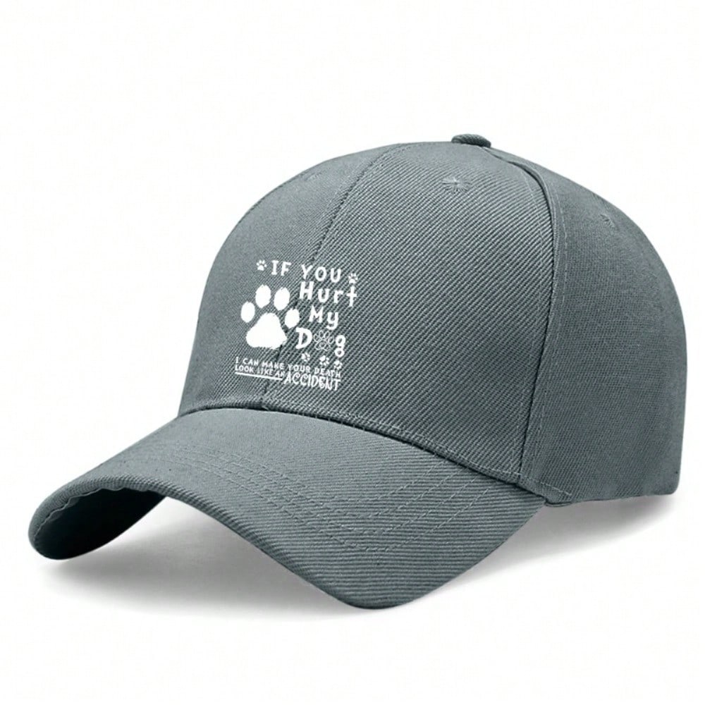 [Dog Lover Baseball Cap] If You Hurt My Dog Print Adjustable Unisex Polyester Breathable Lightweight Curved Brim Casual Daily Wear Hat - Dad Hat
