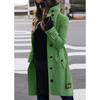 Women Autumn Winter Large Size Stand Collar Multi Button Single Breasted Woolen Coat