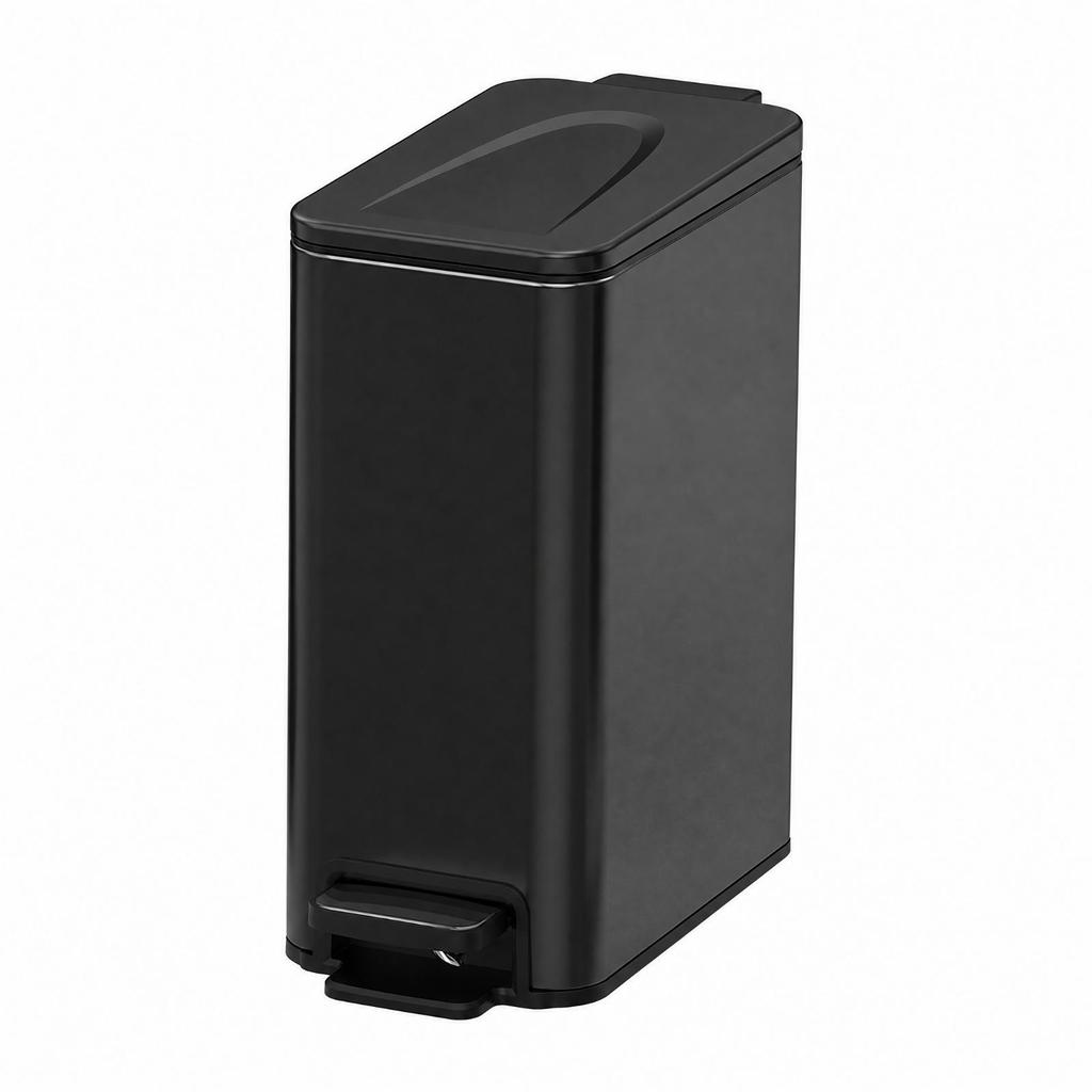Square Stainless Steel Trash Can with Lid OdorControlling Compact Rectangular Pedal Bin Hands