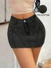 Rose Beauty A WomenY2K Street Solid Seam Detail Stretchy High Waist Denim Mini Skirt Casual Slimming Jeans Skirts