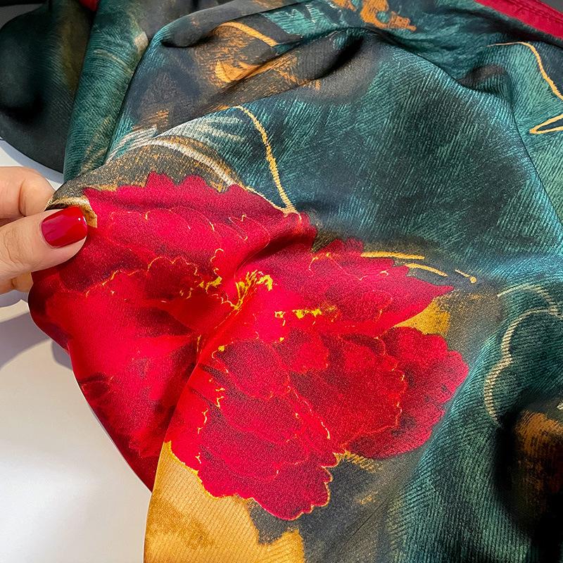 180X90CM Satin Finish Warm Shawls  Print Popular Design Hijab Luxury Brand Women Silk Scarf Fashion The Four Seasons Scarves