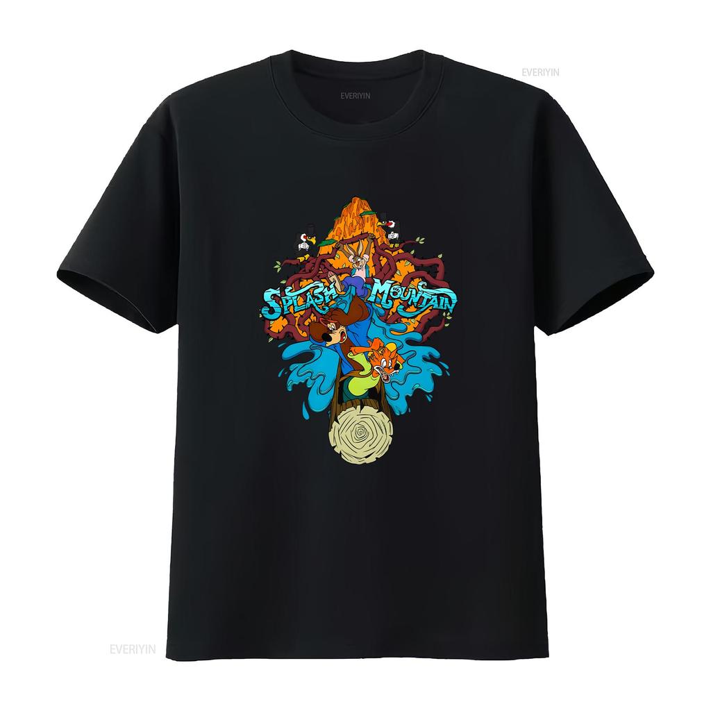 Vintage Splash Mountain T Shirt Gray Size S M L XL HNS vintage Washed Comfortable streetwear Breathable graphic