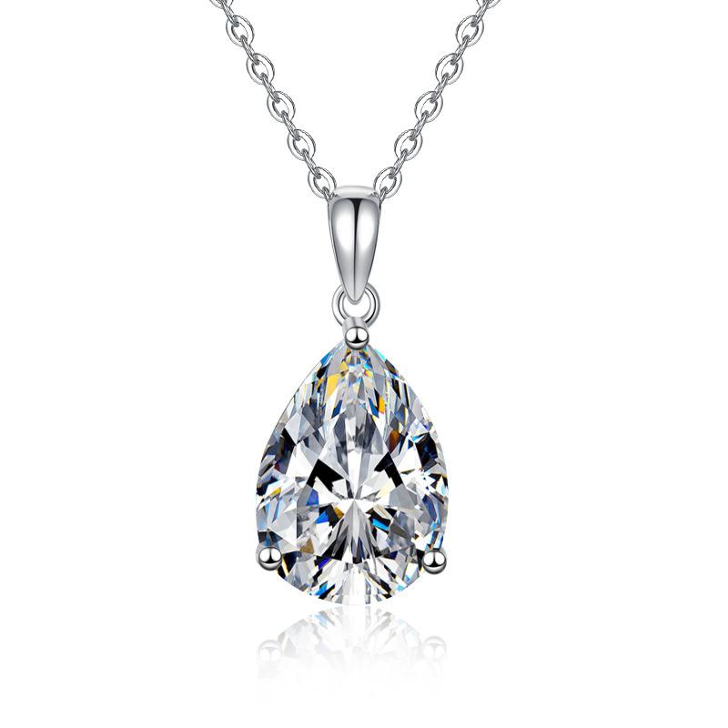 

Women s Teardrop Moissanite Necklace Platinum Comfortable Fit Hypoallergenic Daily Party Jewelry