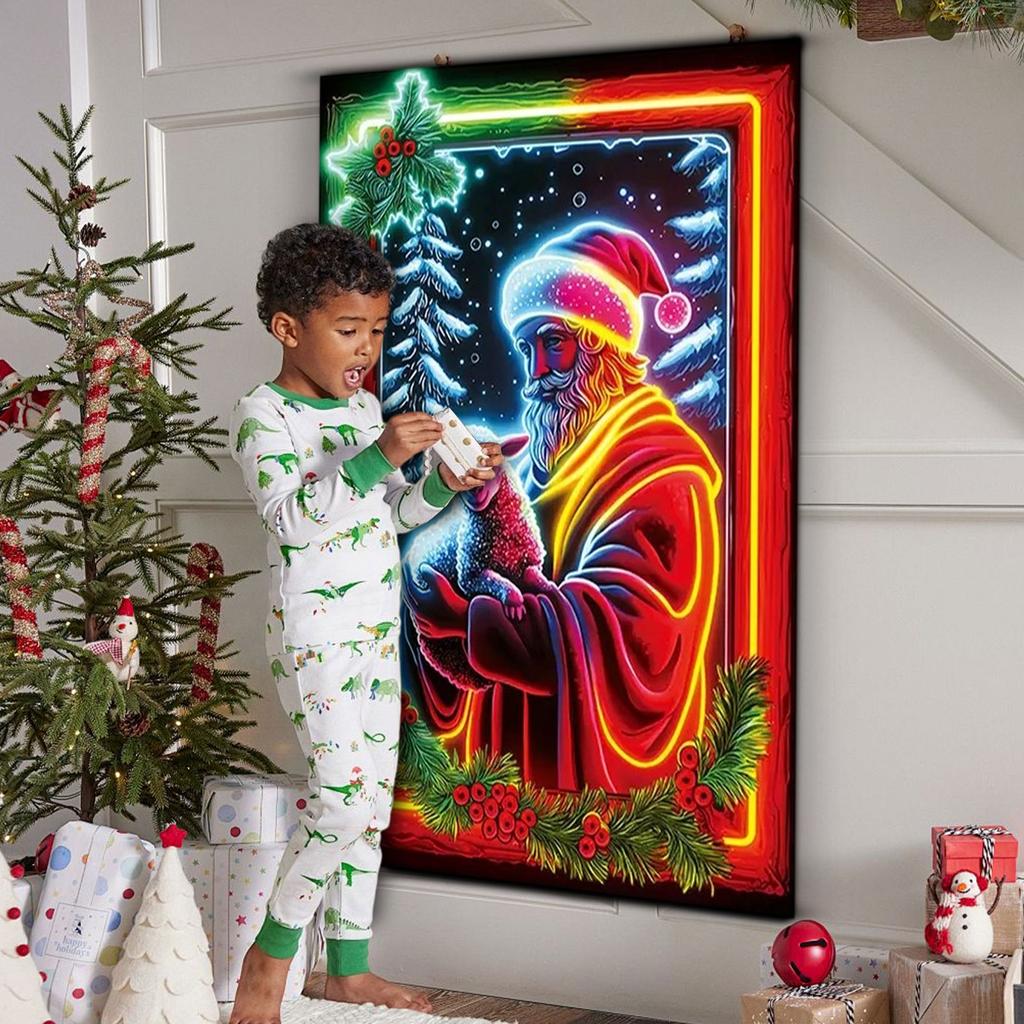 Christmas UV Fluorescent Door Banner/cover Background/holiday Party Decoration/Christmas Decorative Hanging Cloth