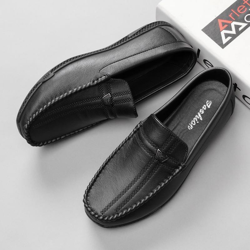 Doudou shoes men's casual leather shoes high-end soft-soled breathable one-pedal shoes