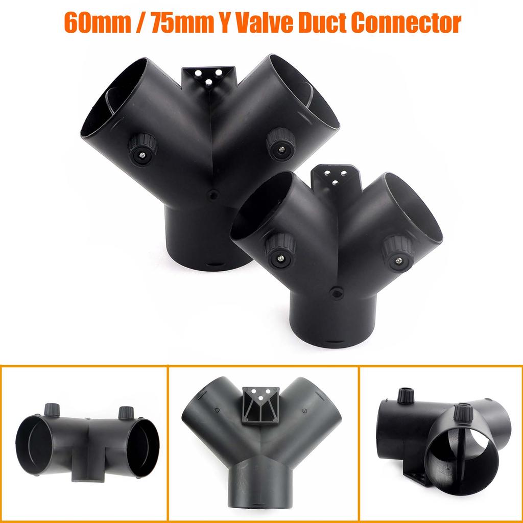 Air Vent Outlet Diesel Parking Heater Ducting 75mm Y Piece Duct Pipe Connector 2 Valves with Bracket For Car Truck VAN Camper