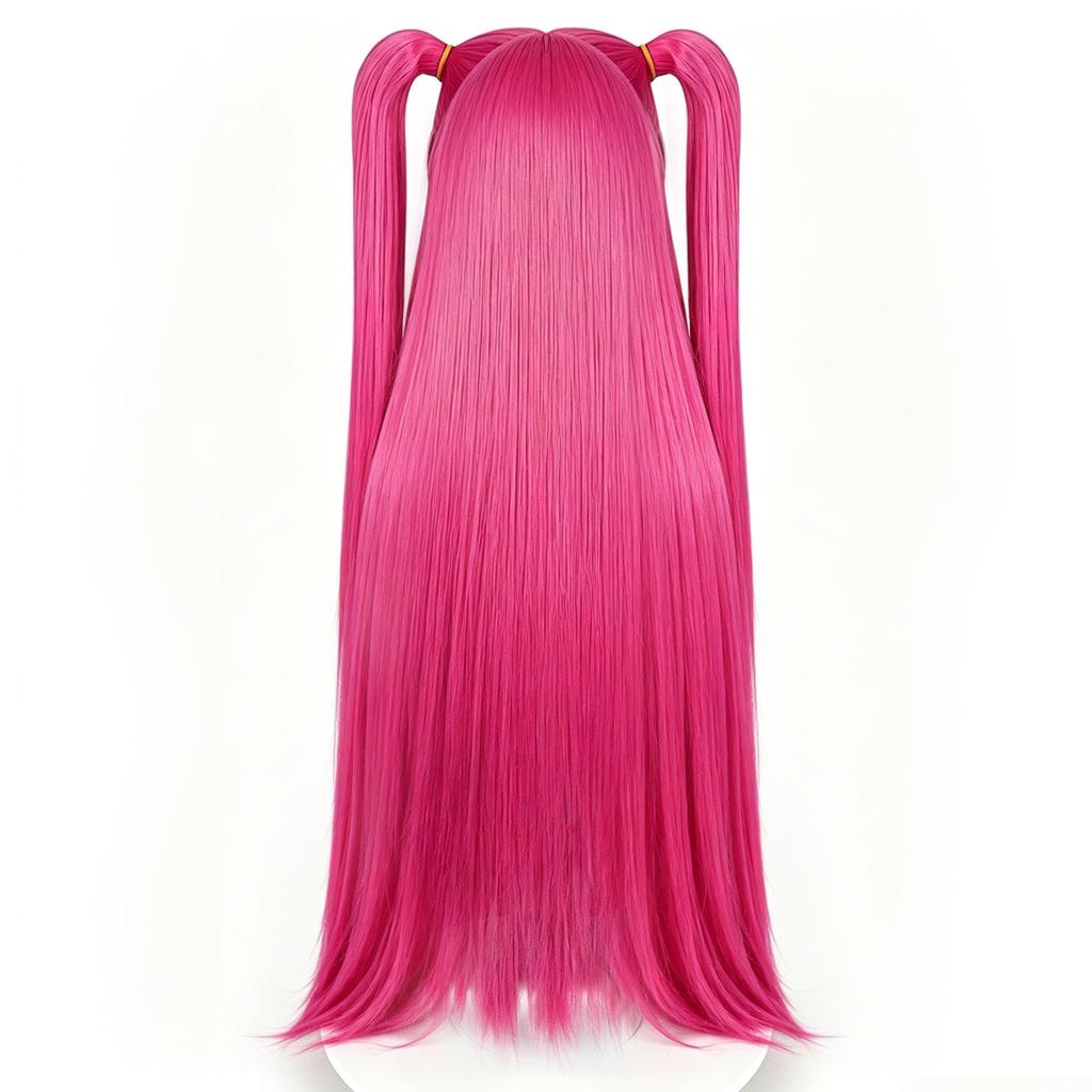 Skpop Witch Hunting Group Mila Cos Wig, Rose Red High-Temperature Fiber Full Wig, Long Hair For Double Ponytail Styling