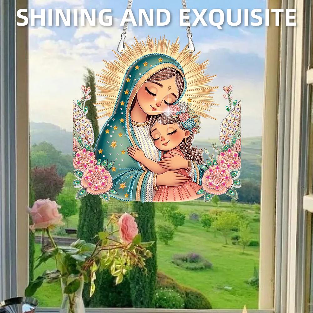 2D Flat DIY Hanging Diamond Art Kits Diamond Painting Set Diamond Art Pendant Single Side Drill Wall Decor for Home & Windows