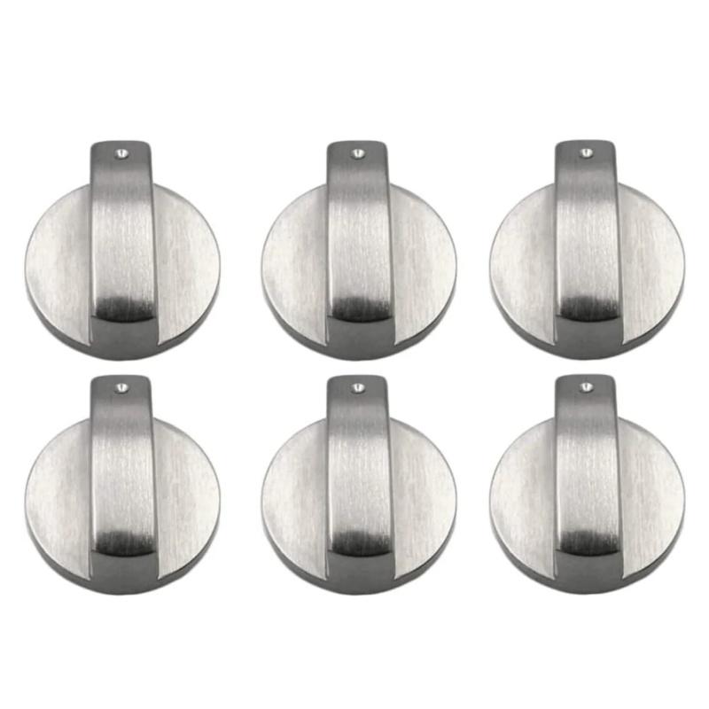 6pc Stove Control Knobs,Metal Range Burner Switch Button for Kitchen Cooktop,Alloy Gas-Stove Knob Cooker Accessories 6mm