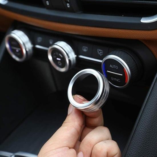 For Alfa Romeo Giulia Stelvio Silver Console Air Condition Switch Knob Trim 3pcs