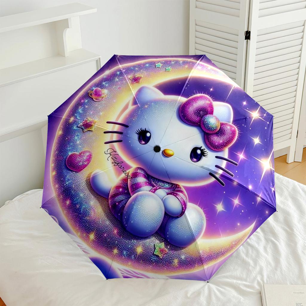 Hello Kitty Strawberry Floral Compact Travel Automatic Umbrella Compact 8 Rib Design Compact Design Perfect for Outdoor Adventures Elegant Umbrella