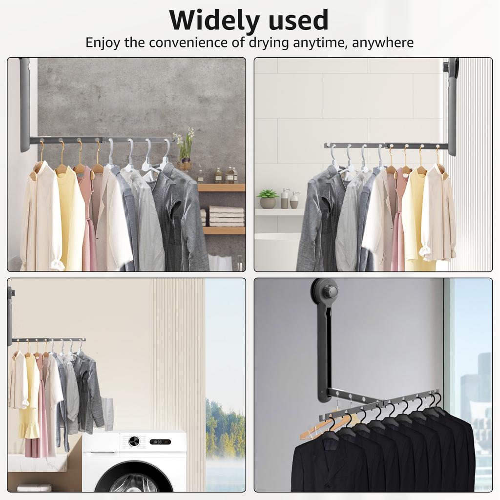 No Punching Drying Rack Aluminium Alloy Suction Cup Clothes Rack Folding Drying Rack Wall Mounted Suction Cup Laundry Hanger