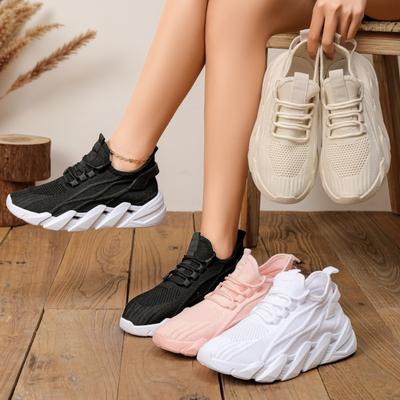 Flyknit Women's Shoes Summer Sports Breathable Casual Mesh Shoes Soft Soled Mesh Shoes Dirt Resistant Travel Shoes