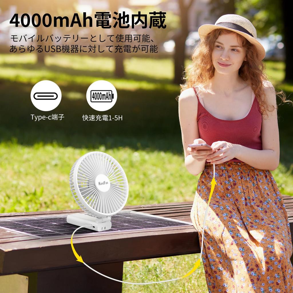 HandFan Portable Small and Large 4000mAh 6 Adjustable Hot Flash Response Fan, Size, 16.5cm Diameter, Type-C Rechargeable, Built-in Battery,