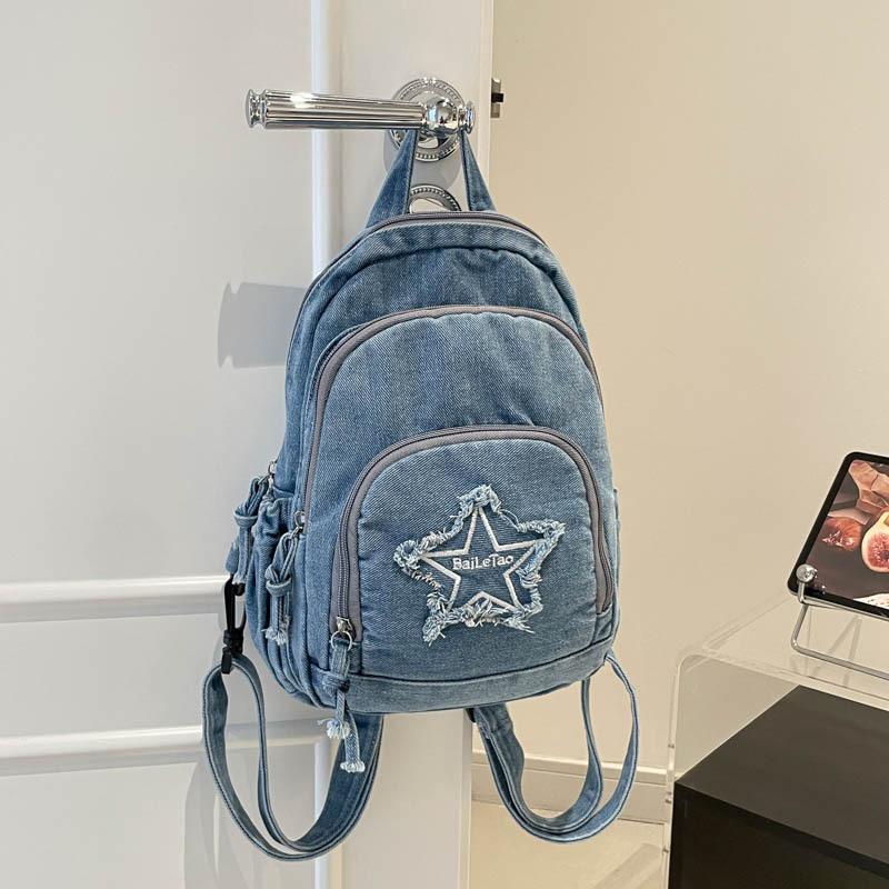 Ruffled Starlight Casual Backpack - Large Capacity Outdoor Personalized Fashionable Dual Shoulder Bag