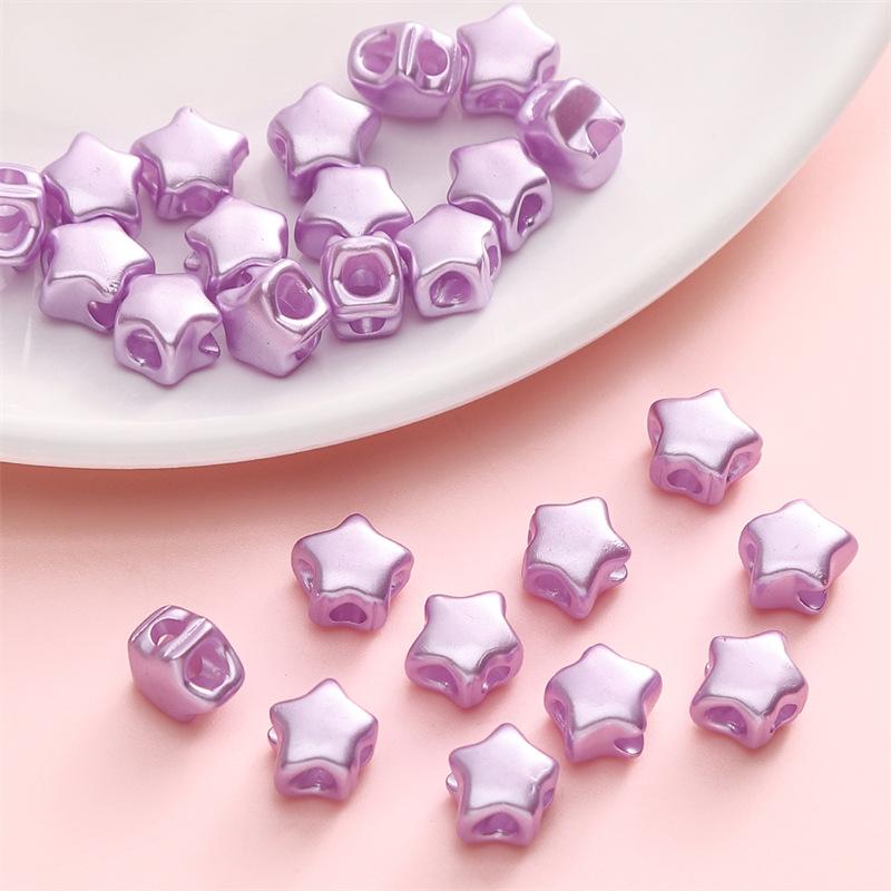 Handmade Beads Acrylic Color Plated Bead Light Pentagram Four-way Beads Loose Beads Handmade Diy Hand String Beads Accessories Materials Accessories