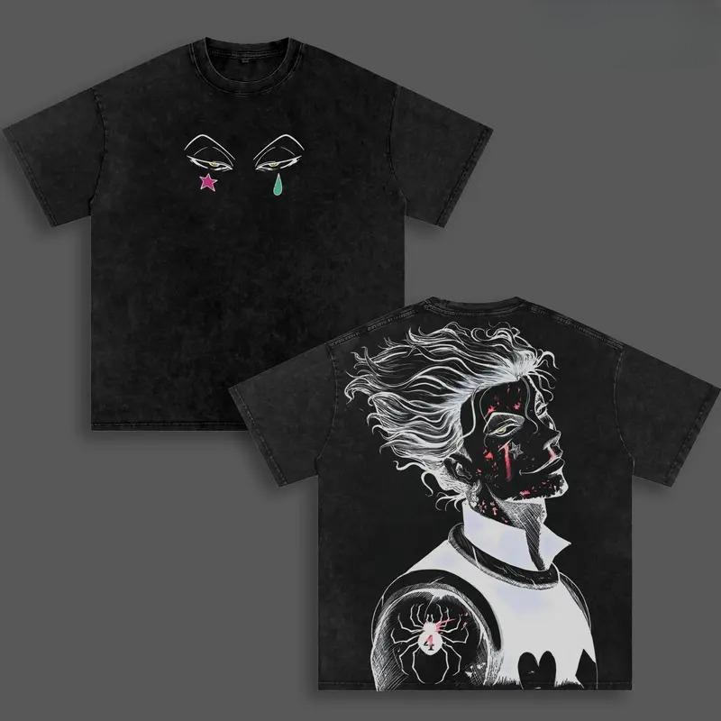 Hot Anime Hunter x Hunter Hisoka Clothing Men Women Short Sleeve Tshirts Washed Cotton Tee Retro Loose T-shirt Harajuku T Shirt