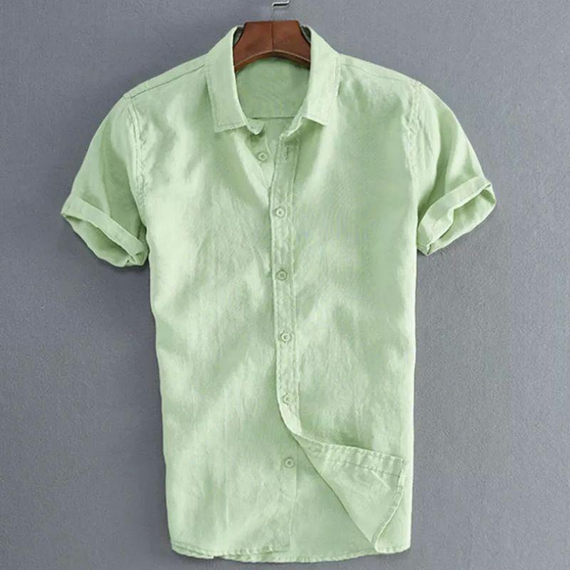 Luxury Men's Short Sleeve Linen T-shirt For Daily Wear In Casual Loose Fit