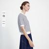 Navigare Women's Textured Striped Knit Short Sleeve T-Shirt