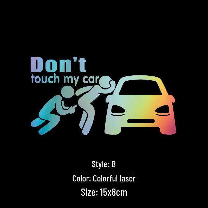 Reflective Cartoon "Don't Touch My Car" Decorative Stickers for Car Body and Glass.