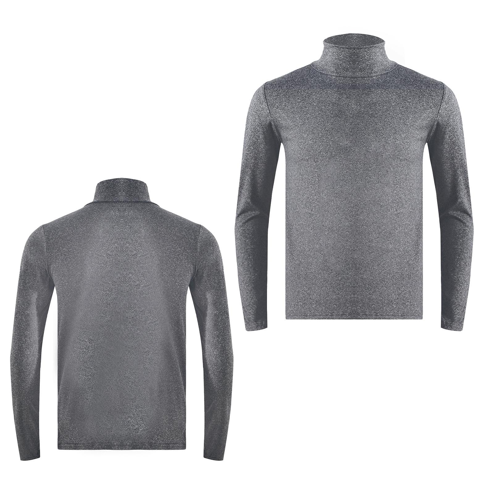 

Чоловіча повсякденна приталена утеплена сорочка з високим вирізом і довгим рукавом, нижня сорочка, утеплена основа M темно-сірий