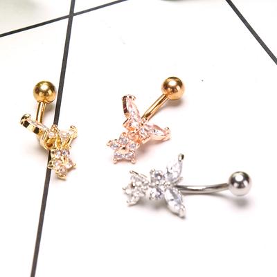 Butterfly Zircon  Piercingsurgical Steel Navel Piercing Belly Button Ring