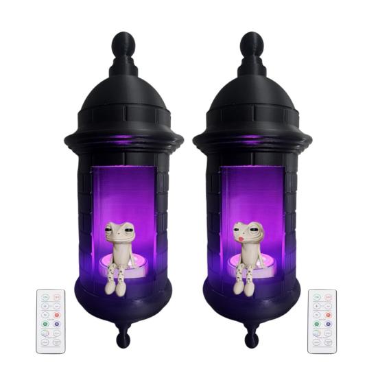 1/2Pcs Puerto Rican Garita Wall Coqui Lamp Battery Powered 3D Printed Frog Bedroom Living Room Outdoor Garden Wall Mount LED Light