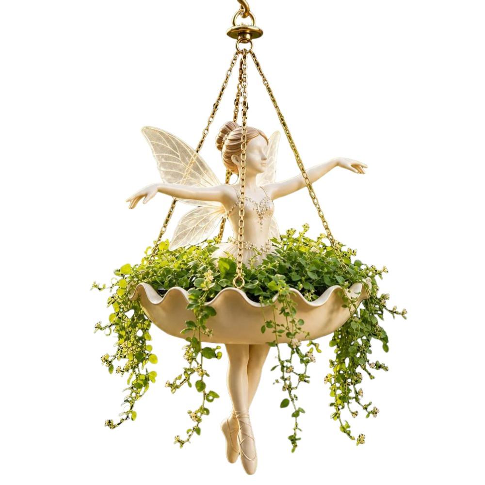 Elegant Fairy Flower Pot Vintage Girl Hanging Plant Basket Indoor Decor