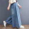 Summer Jeans Long Pants Plus Size Women Elastic Waist Pants Wide Leg Pants Loose Casual Denim Female Casual Trousers Pants Oversize