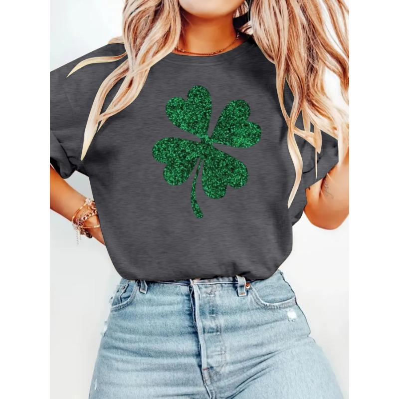 Women's Round-neck Fashionable Top T-shirt with Loose Short Sleeves