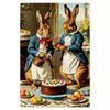 Tin Sign Retro Easter Rabbit Floral Wall Art Home Holiday Decor Metal Poster