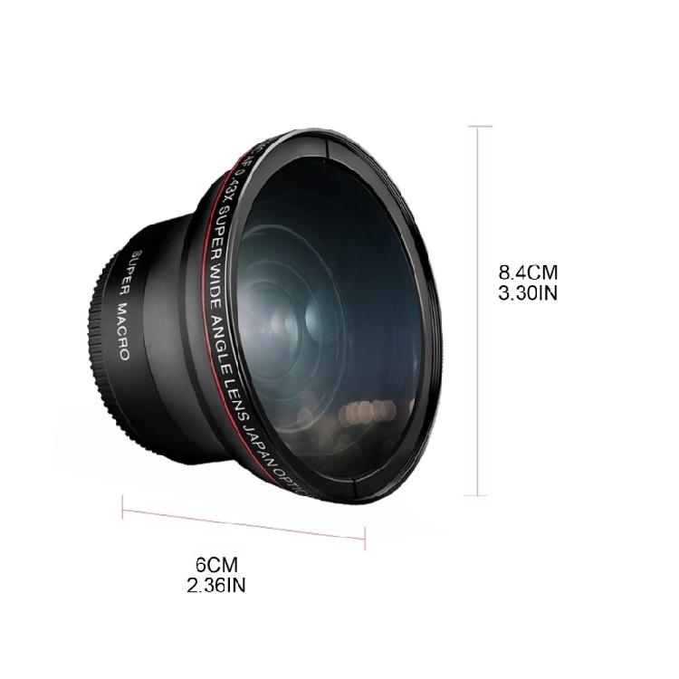 49/52/55/58mm Professional Wide Angle Lens Macro Portion 0.43x for Photography