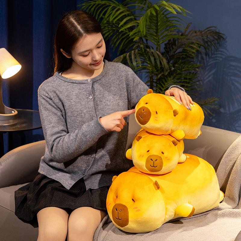 Non-Toxic Cuddly Bread Capybara Plush Toy Stuffed Doll Long Sleep Pillow Sofa Cushion Soft Gift Valentine Birthday