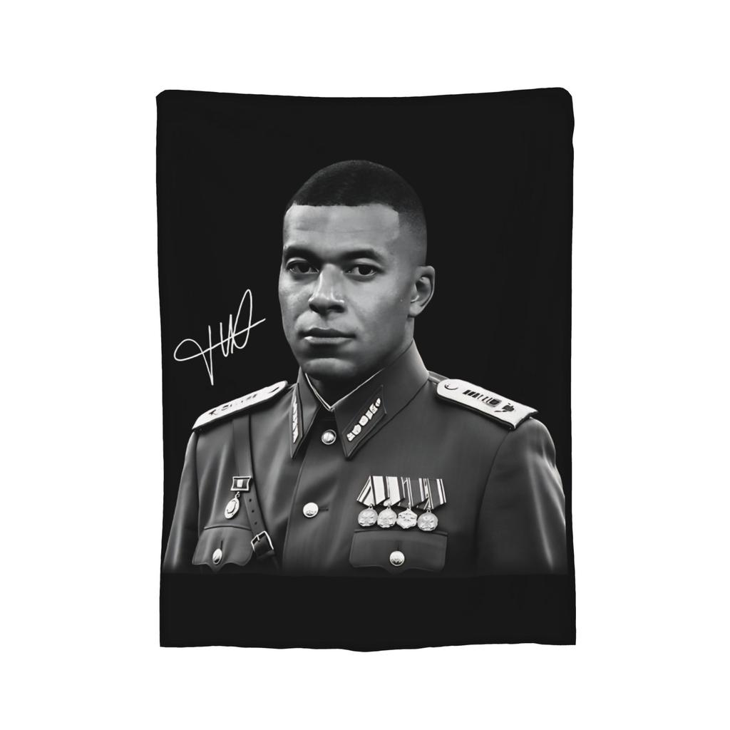 Pipini M-Mbappes Novelty Football Fleece Throw Blankets Funny Blankets for Sofa Bedroom Warm Bedroom Quilt,