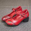 Retro New Autumn Women's Shoes Thick Heel Soft Sole Non-slip Single Shoes Female Mother Cowhide Leather Shoes