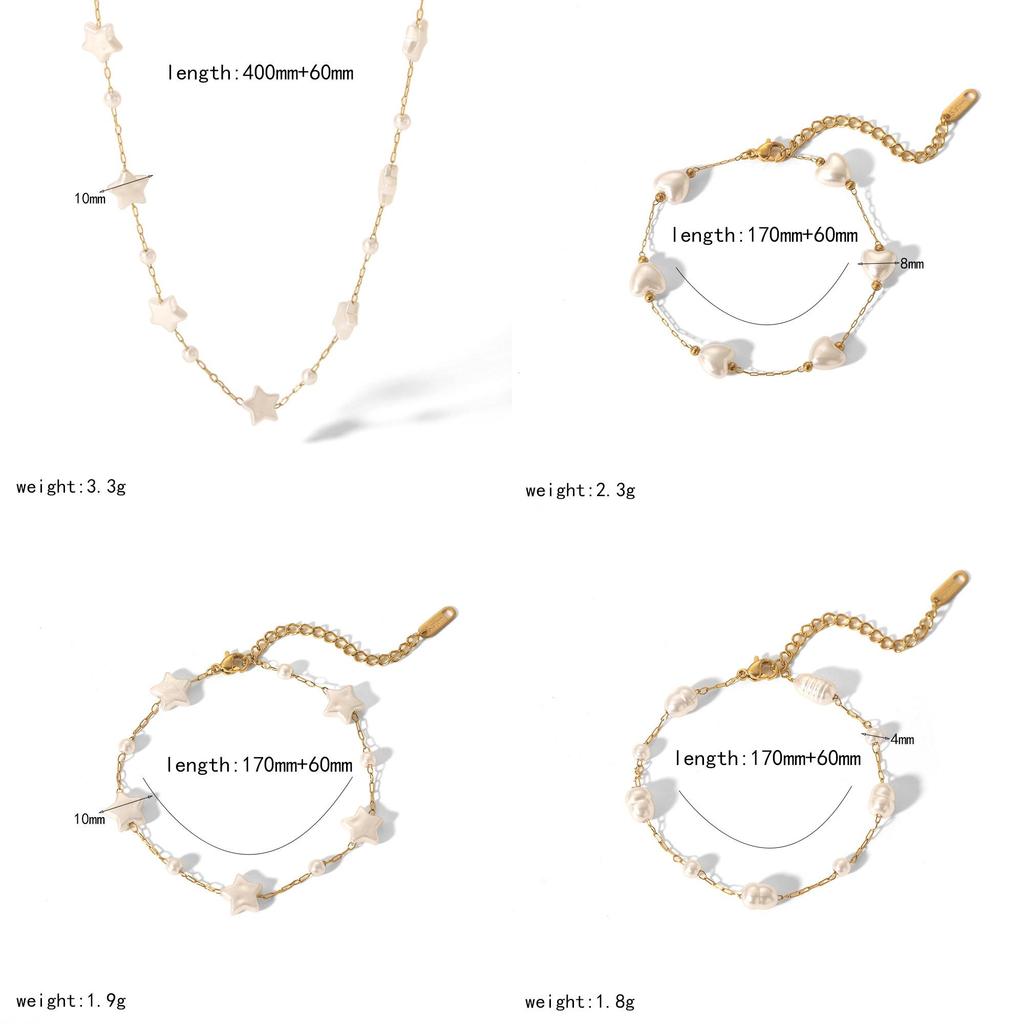 Style Heart Pearl Necklace For Women With Star Pendant And Olink Chain