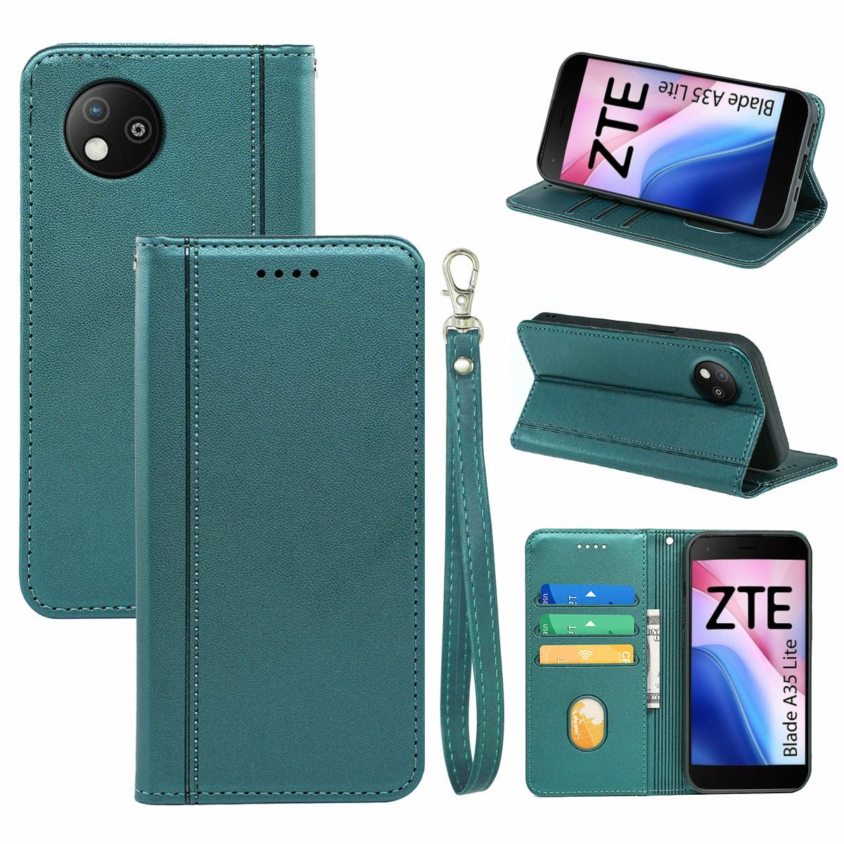 

HX01 Для ZTE Blade A35 Lite Чохол-гаманець Магнітна застібка Шкіряний чохол для телефону з поліуретану Green