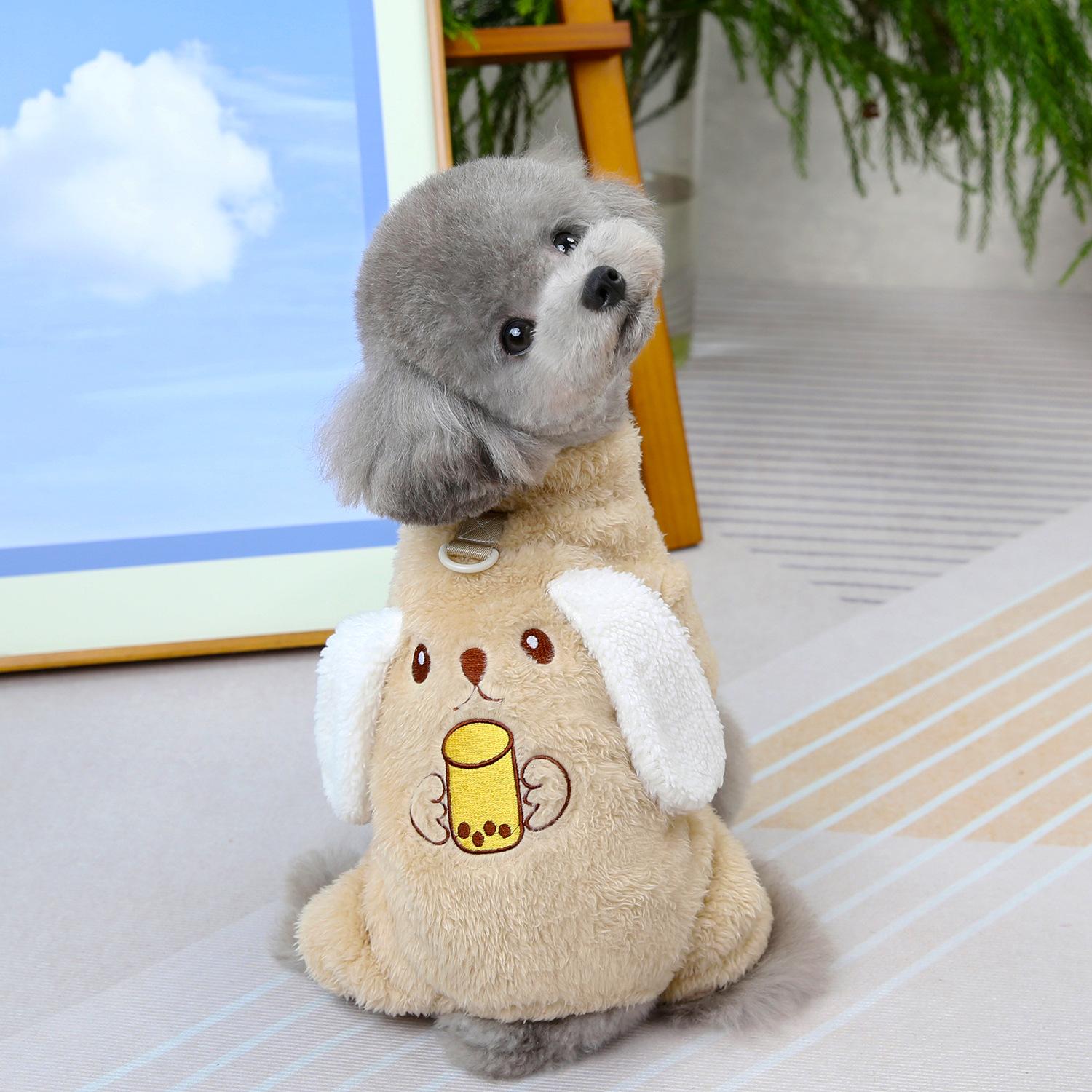 

Комбинезон для собак, плюшевое пальто, штаны для маленьких собак и кошек, осенне-зимняя теплая и удобная пижама с изображением маленького медведя L