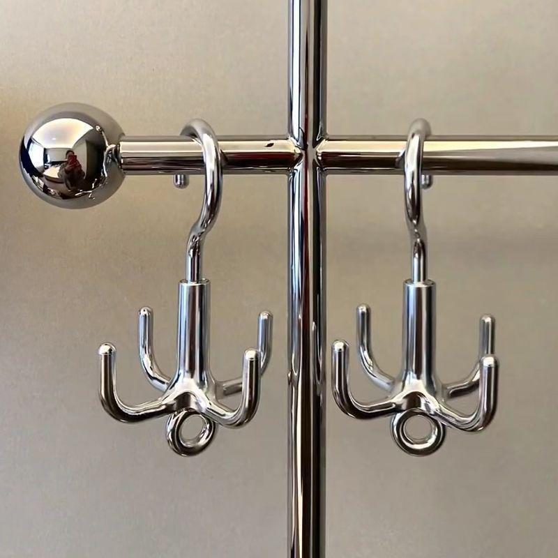 Waterproof 360° Rotating Clothes Hook Punch Free 4-Claw Adhesive Hanger for Shower Bathroom Kitchen Wall