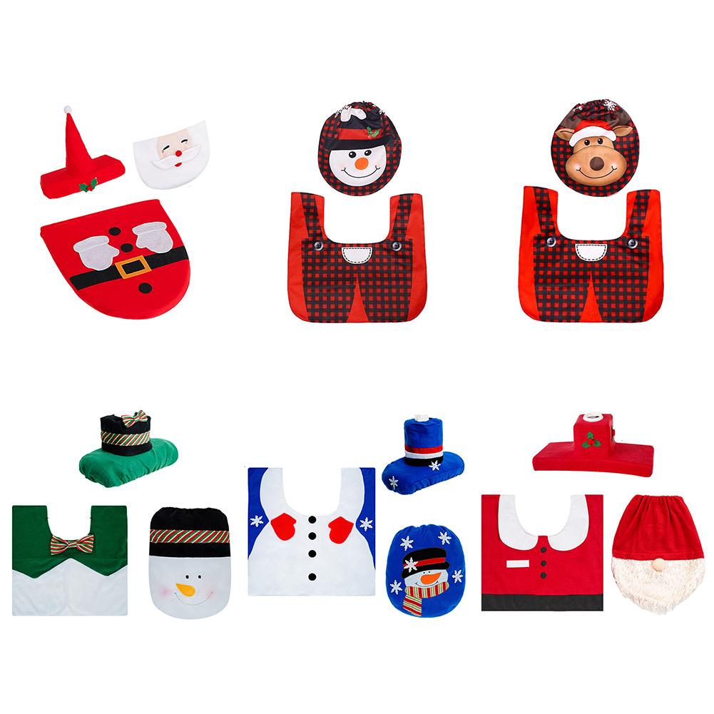 

Рождественский милый комплект унитазов из нетканого материала на Новый год, украшение для унитаза