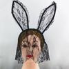 Spets Spets Ansiktsmask Ansiktsslöja Cosplay Hårband Elegant Kaninöron Hårband för Halloween