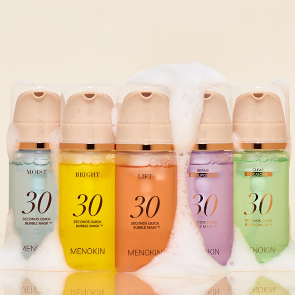 Menokin 30-Second Quick Bubble Mask (6 Types) - Korean Skincare, Instant Glow, 30s Mask