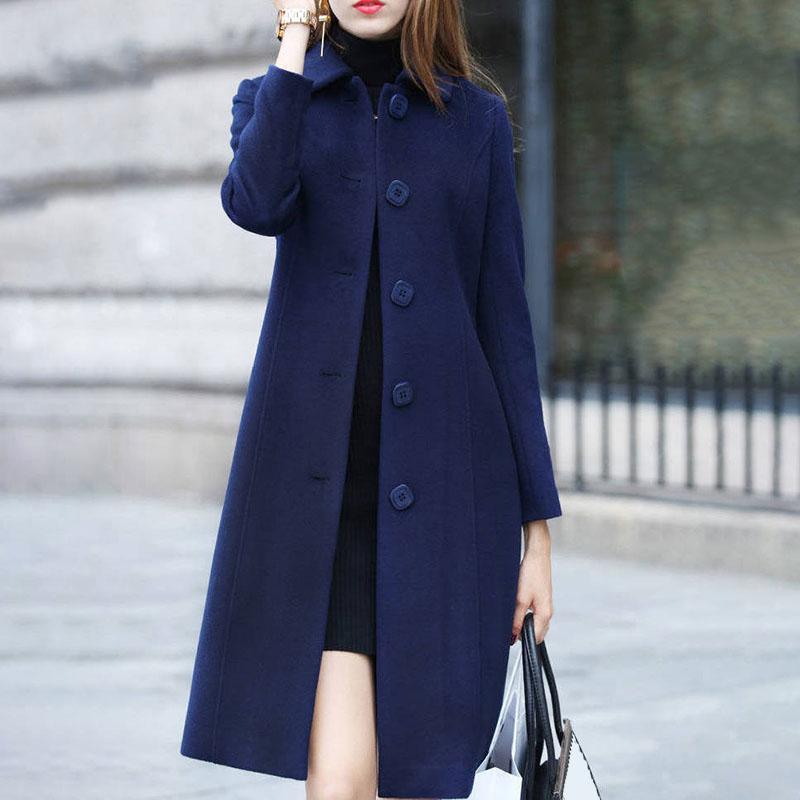 

Женская куртка Slim Fit размера плюс, однотонное зимнее длинное пальто средней длины в британском стиле